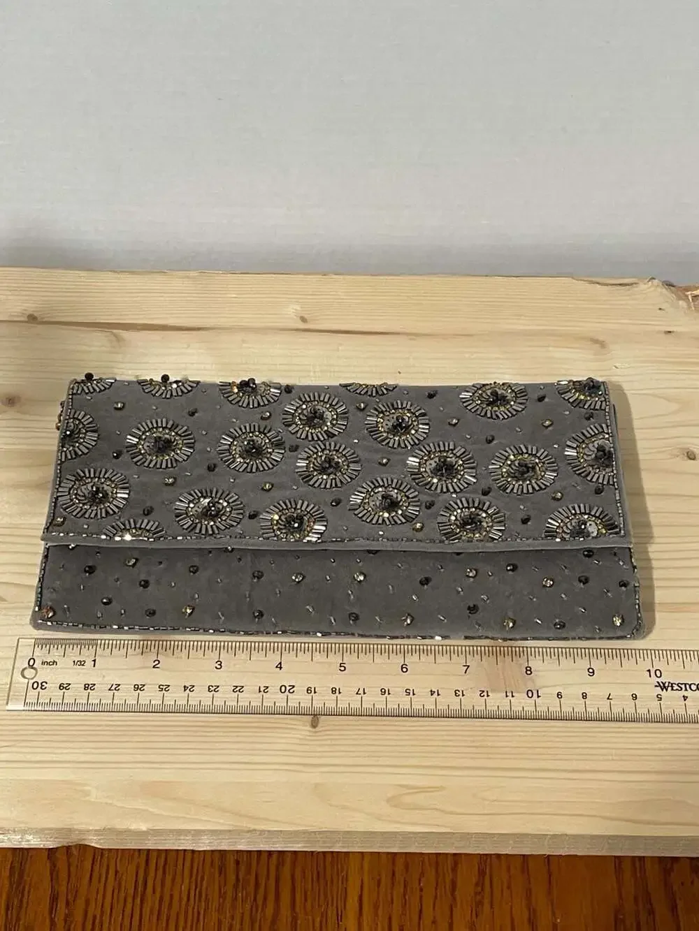 AREA Stars Beaded Velour Evening Clutch Crossbody Bag